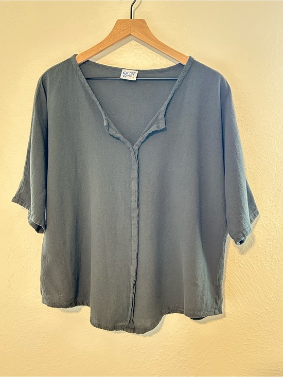 Oh My Gauze! Tops - Oh My Gauze! Soft Gray 100% Cotton Top| Coastal Grandma Boho Lagenlook| L/XL